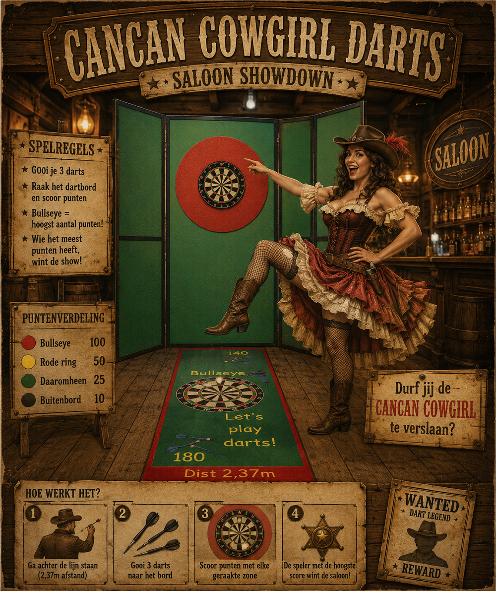 westernspelletjes huren-darten in de saloon 